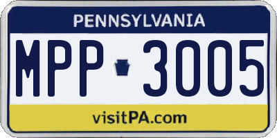 PA license plate MPP3005