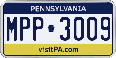 PA license plate MPP3009