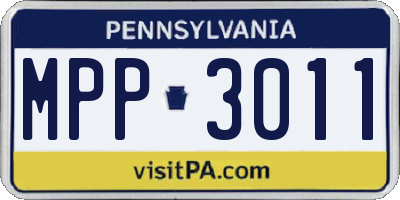 PA license plate MPP3011