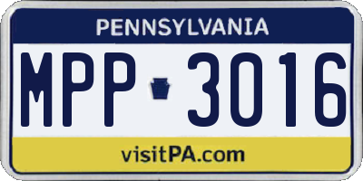 PA license plate MPP3016