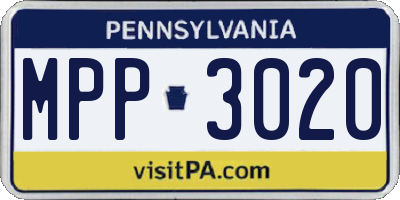 PA license plate MPP3020