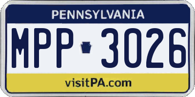 PA license plate MPP3026