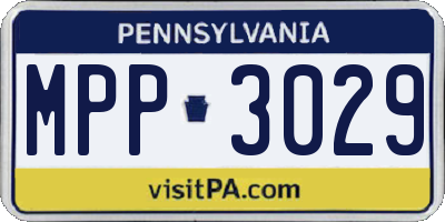 PA license plate MPP3029