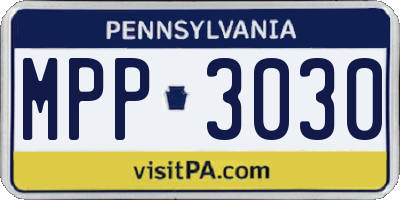 PA license plate MPP3030