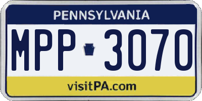 PA license plate MPP3070