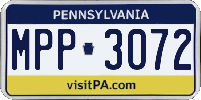 PA license plate MPP3072