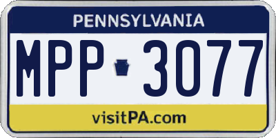 PA license plate MPP3077