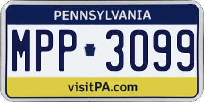 PA license plate MPP3099