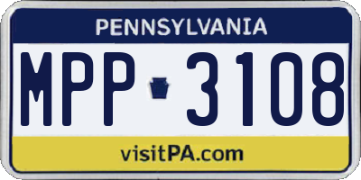 PA license plate MPP3108