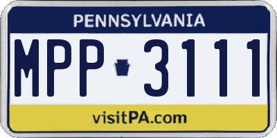 PA license plate MPP3111