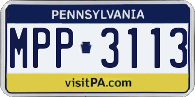 PA license plate MPP3113