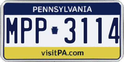 PA license plate MPP3114