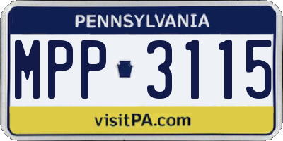 PA license plate MPP3115
