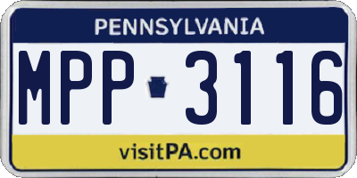 PA license plate MPP3116