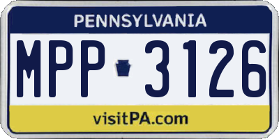 PA license plate MPP3126