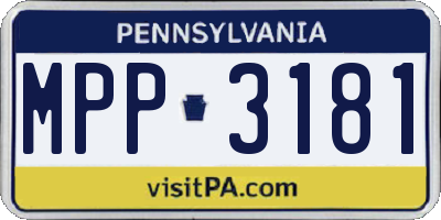 PA license plate MPP3181