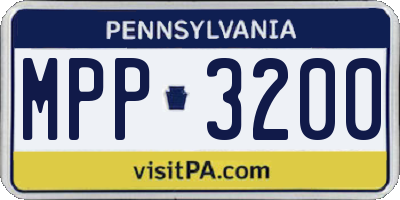 PA license plate MPP3200
