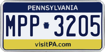 PA license plate MPP3205