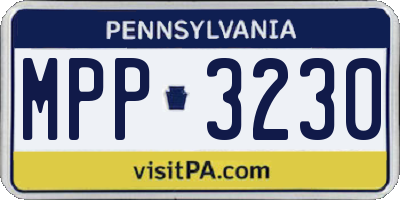 PA license plate MPP3230