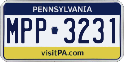 PA license plate MPP3231