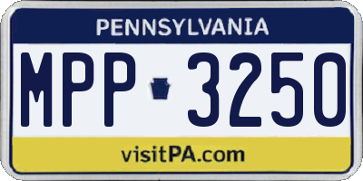 PA license plate MPP3250