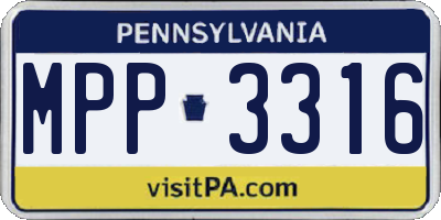 PA license plate MPP3316