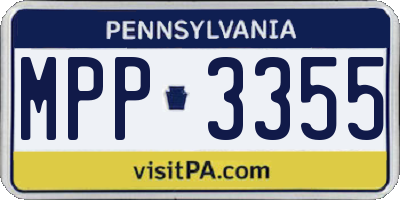 PA license plate MPP3355