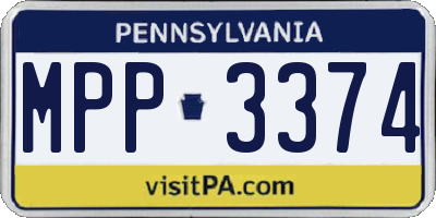 PA license plate MPP3374