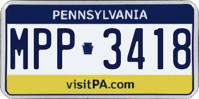 PA license plate MPP3418
