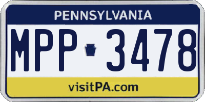 PA license plate MPP3478