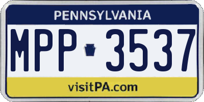 PA license plate MPP3537