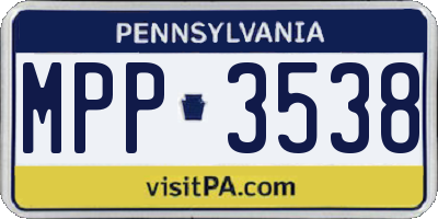 PA license plate MPP3538