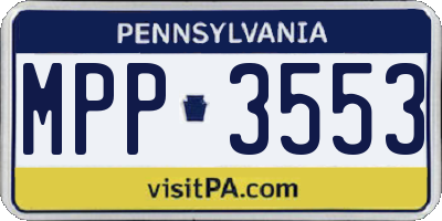 PA license plate MPP3553