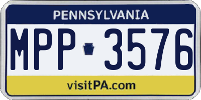PA license plate MPP3576