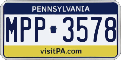 PA license plate MPP3578