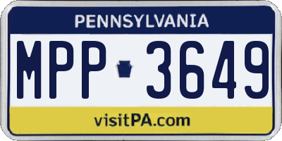 PA license plate MPP3649