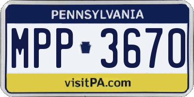PA license plate MPP3670