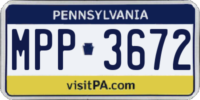 PA license plate MPP3672