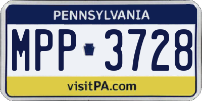 PA license plate MPP3728