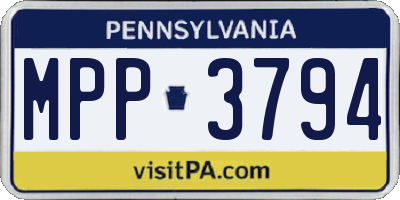 PA license plate MPP3794