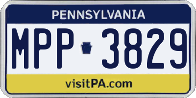 PA license plate MPP3829