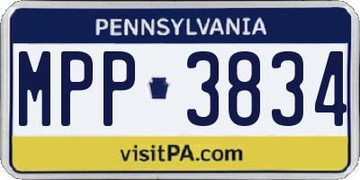 PA license plate MPP3834