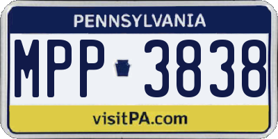 PA license plate MPP3838