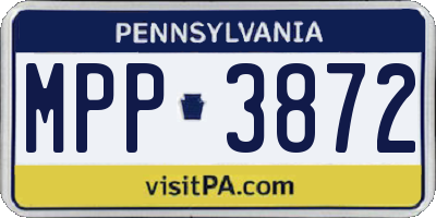 PA license plate MPP3872