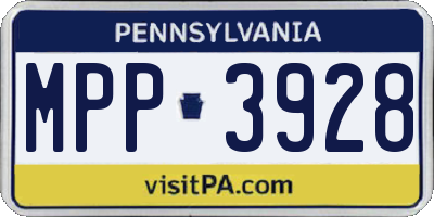 PA license plate MPP3928