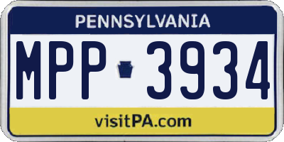 PA license plate MPP3934