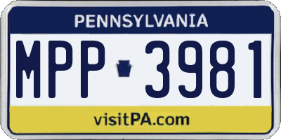PA license plate MPP3981