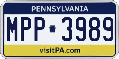 PA license plate MPP3989