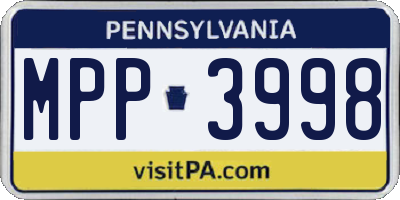 PA license plate MPP3998