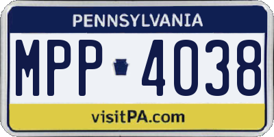 PA license plate MPP4038